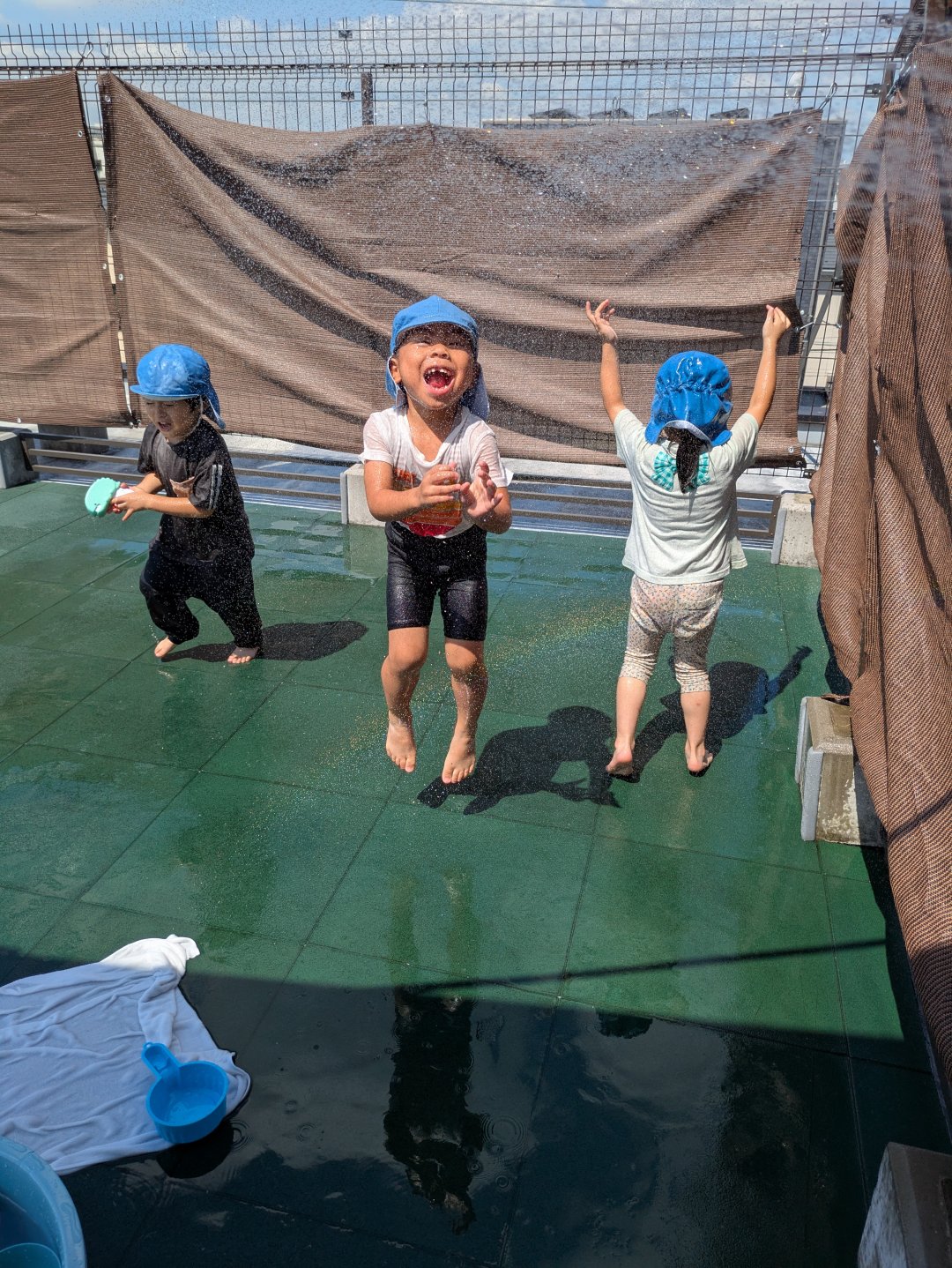 4歳児　つむぎ組　水遊び楽しいな♡